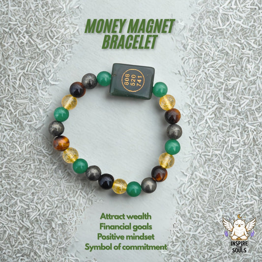 Authentic Money Magnet Bracelet with Green Jade Zibu Coin for Financial Growth