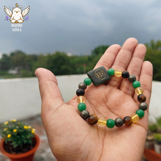 Authentic Money Magnet Bracelet with Green Jade Zibu Coin for Financial Growth